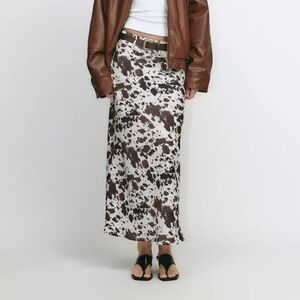 NWT Zara cow print midi skirt